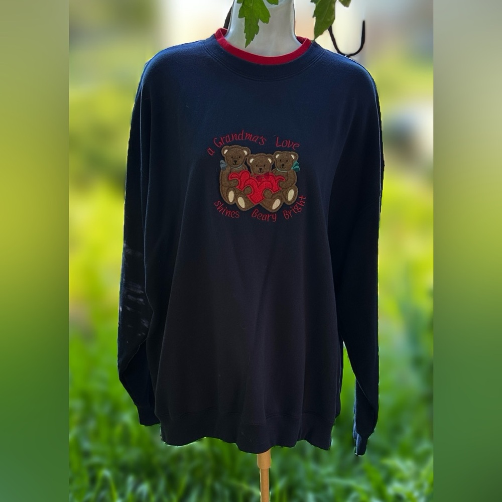 Cozy Black Crewneck Sweater with Red Accents